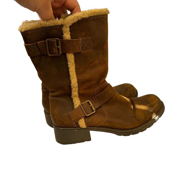 Clarks Brown Orinoco Art Leather Mid Calf Boots Size 9.5 - Picture 3 of 6